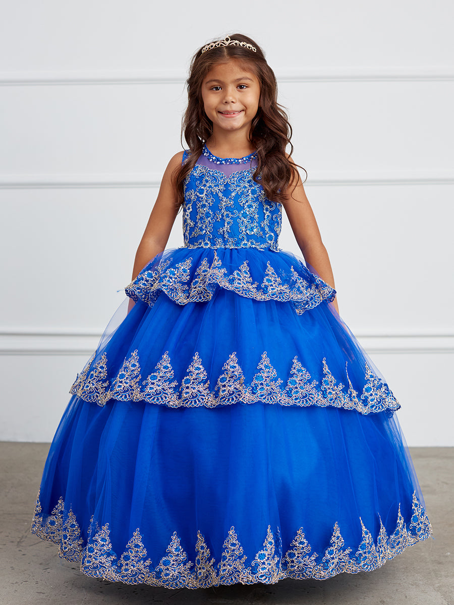 Girls Pageant Flower Girl Special Occasion Ruffle Dress With Lace
