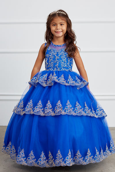 Girls Pageant Flower Girl Special Occasion Ruffle Dress With Lace