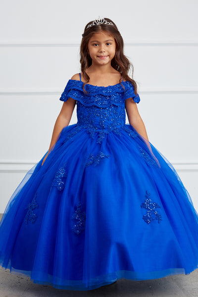 Off The Shoulder Communion Flower Girl Pageant Floral Lace Dress