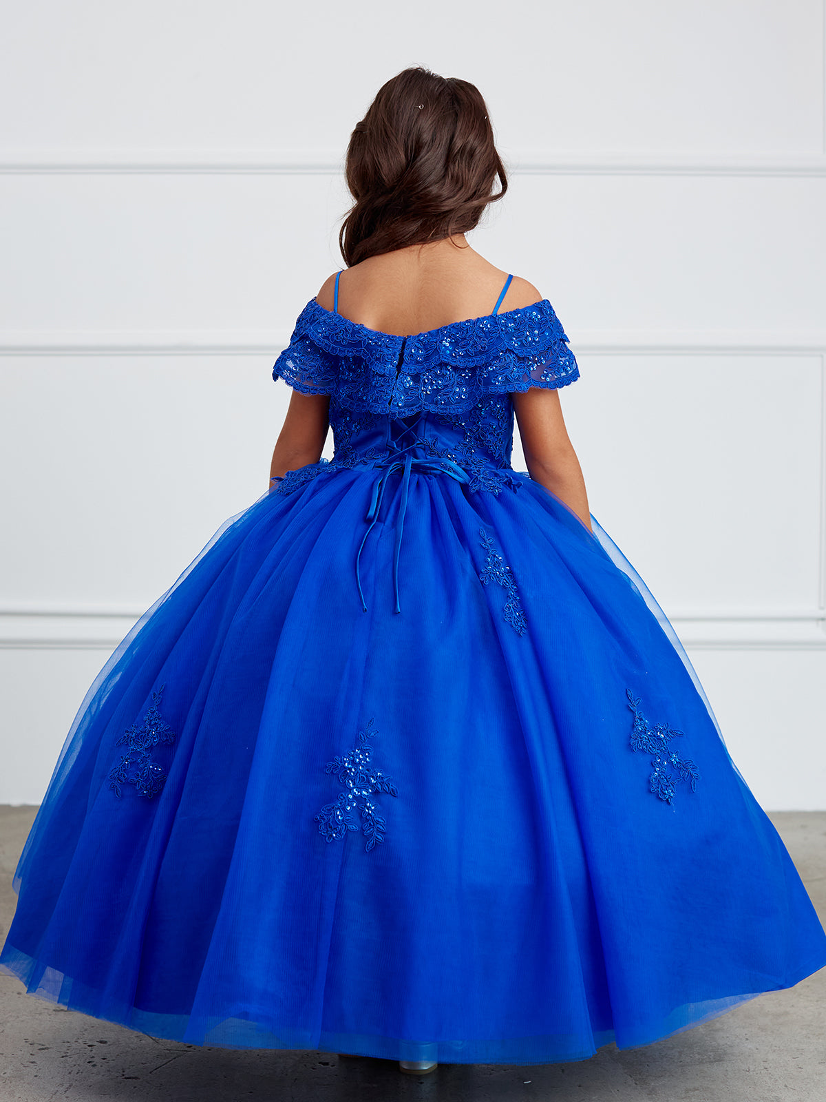 Off The Shoulder Communion Flower Girl Pageant Floral Lace Dress
