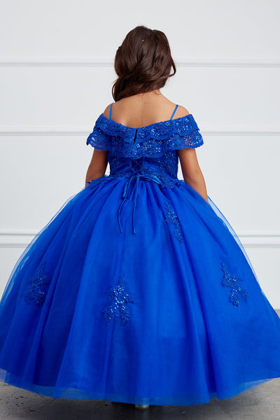 Off The Shoulder Communion Flower Girl Pageant Floral Lace Dress
