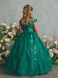 Girls Pageant Ball Gown | Lace & Glitter Tulle Dress