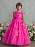 Girls Pageant Ball Gown | Lace & Glitter Tulle Dress