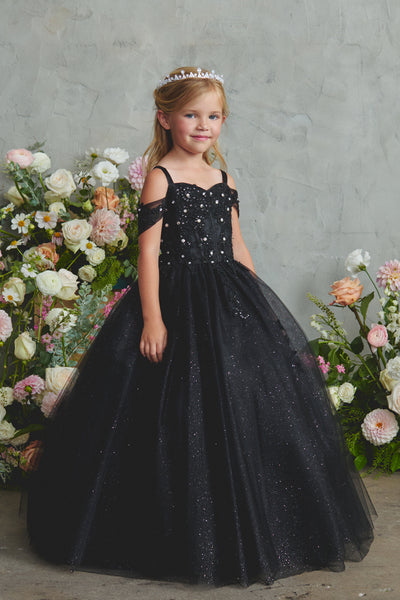 Girls Lace & Glitter Tulle Pageant Dress | Special Occasion