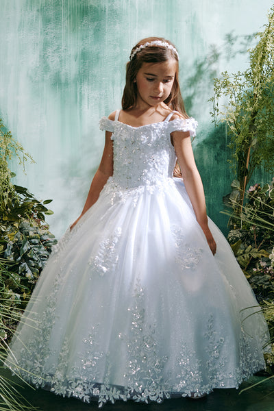 Girls Lace & Glitter Tulle Party Dress | Eliza Grace