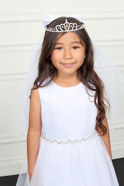 Faith Lumière Cross Communion Tiara with Double Veil