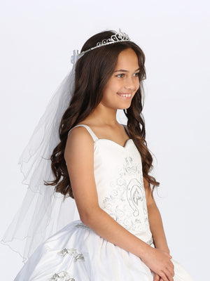 Faith Lumière Cross Communion Tiara with Double Veil