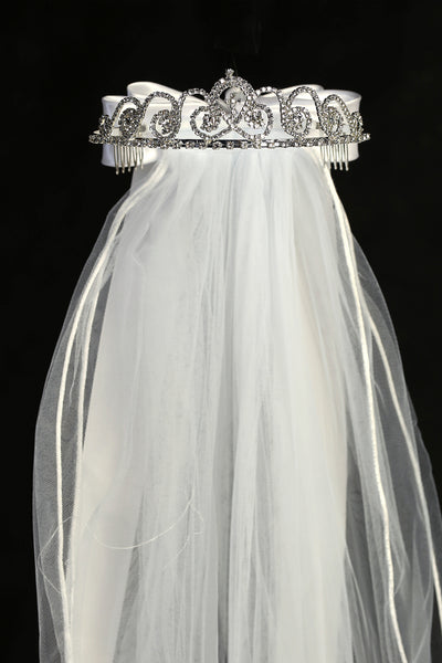 Celestia Grace Crystal Communion Tiara with Veil