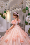 Blush Peach Girls Couture Pageant Gown | Rosalind Étoile