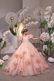 Blush Peach Girls Couture Pageant Gown | Rosalind Étoile