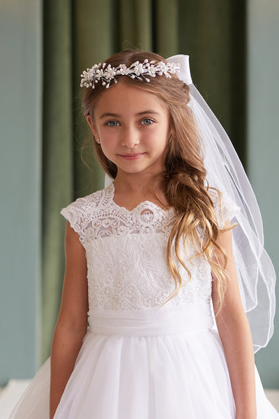 Communion Veil with Pearl Crown Headpiece
