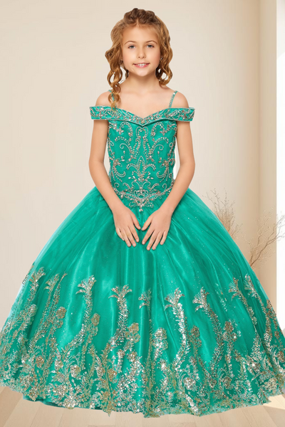 Jade Green Princess Ball Gown | Girls Pageant & Special Occasion