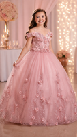 Girls Pageant Dress Floral Ball Gown Floor Length Special Occasion Dress