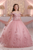 Girls Pageant Dress Floral Ball Gown Floor Length Special Occasion Dress