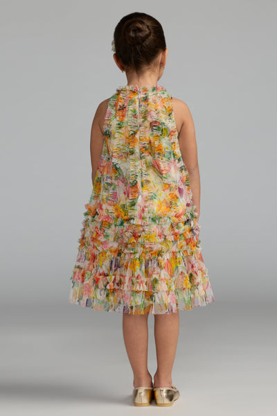 Mac Duggal Girls Floral Ruffle Party Dress