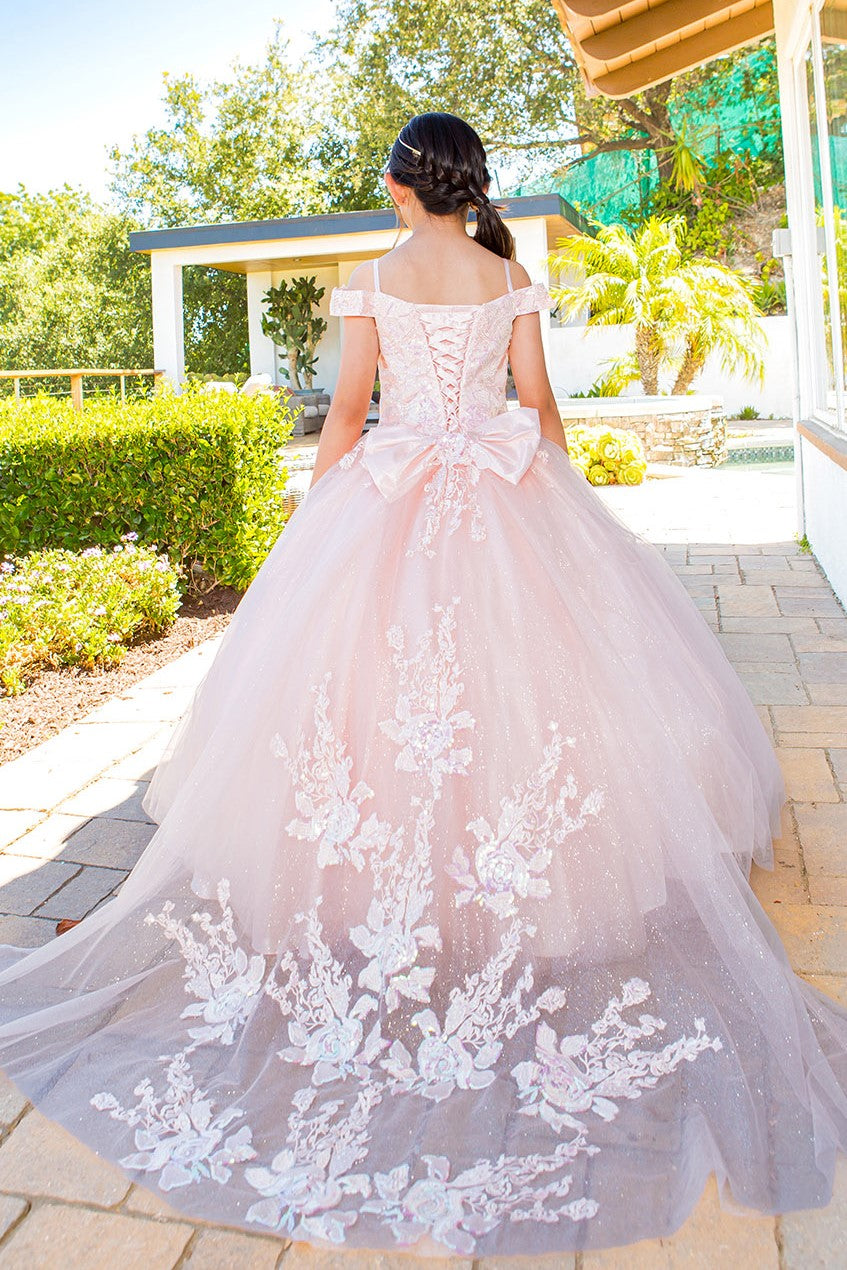 mini quinceanera dress Aurora Mini Quince Girls Pageant Glitter Tulle Gown Blue / 4