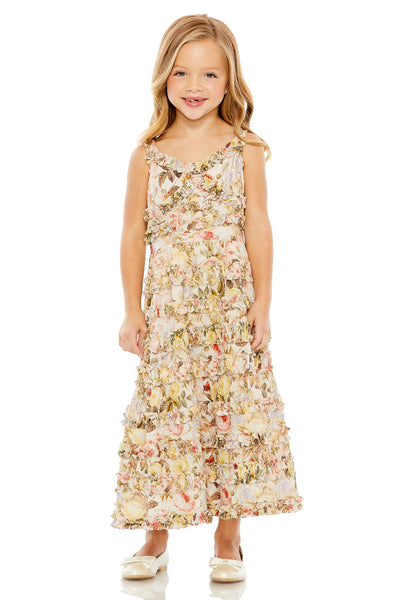 MAC DUGGAL Girls Luxury Floral Print Wedding Party Special Occasion Dress