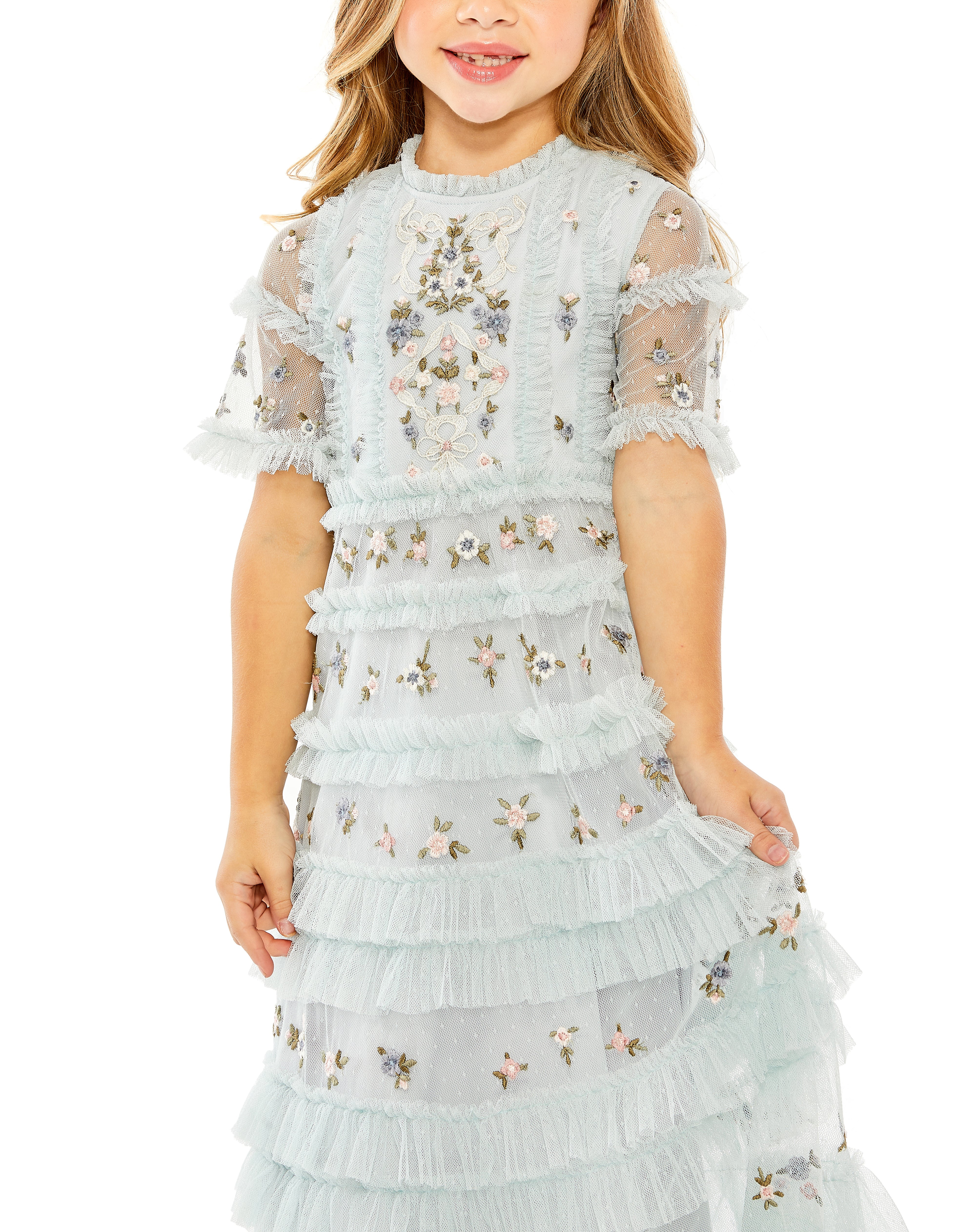 MAC DUGGAL Girls Luxury Couture Easter Birthday Party Wedding Tulle Dress
