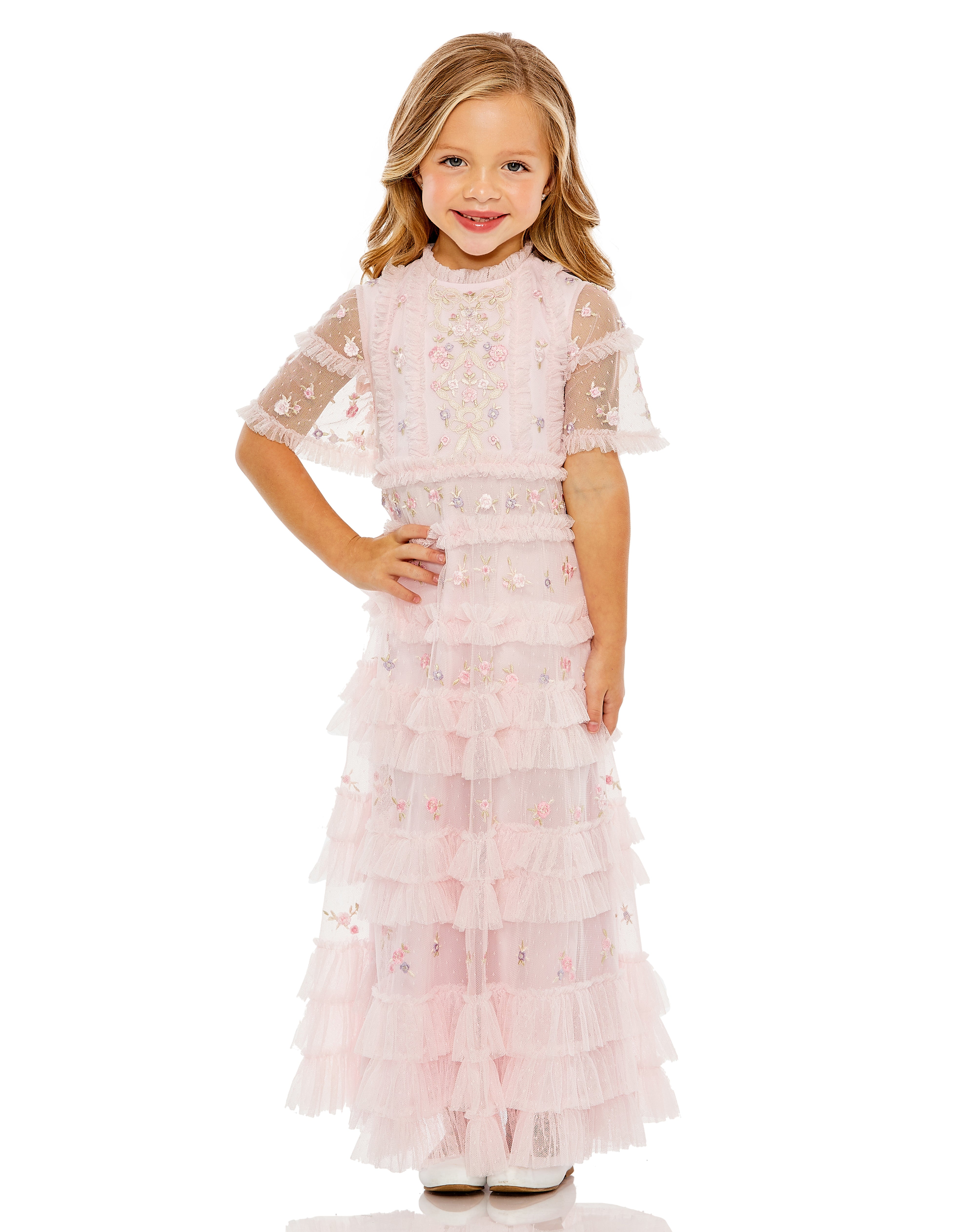 MAC DUGGAL Girls Luxury Couture Easter Birthday Party Wedding Tulle Dress
