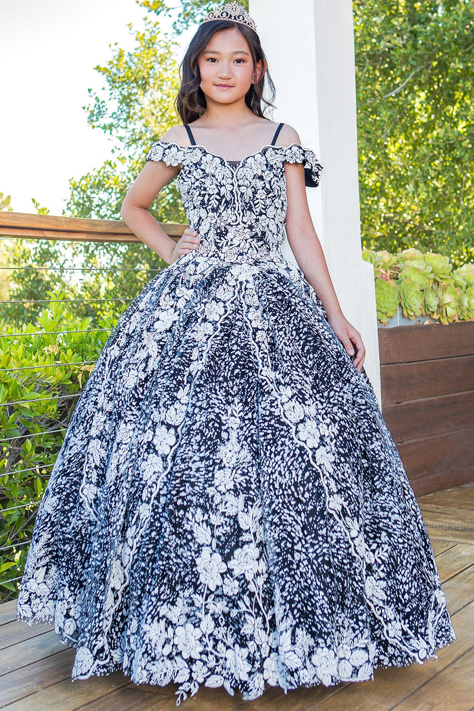 green emerald velvet dress Tween Girls Floral 3D Embroidered Glitter Pageant Flower Girl Party Gown