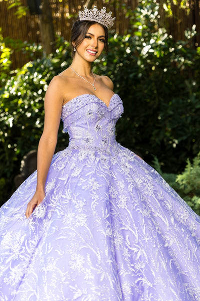 Celeste Glitter Lace Quinceañera Gown | Blush Collection
