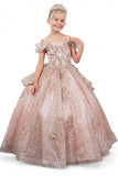 Nyra Glitter Off The Shoulder Pageant Gown for Girls - Shine at Every Event