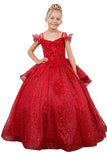 Nyra Glitter Off The Shoulder Pageant Gown for Girls - Shine at Every Event