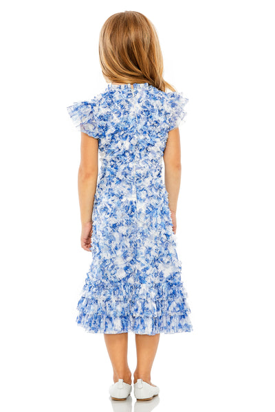 MAC DUGGAL Girls Couture High Neck Ruffle Tiered Special Occasion Party Dress