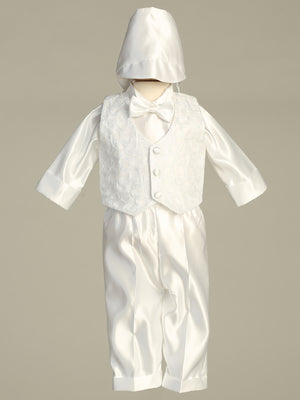 Ethan Classic Satin Christening Suit with Hat