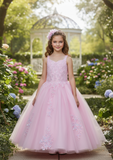 Pink Embroidered Tulle Pageant & Flower Girl Dress | Blush Kids