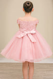 Lila Grace Girls Off-Shoulder Tulle Pageant Dress