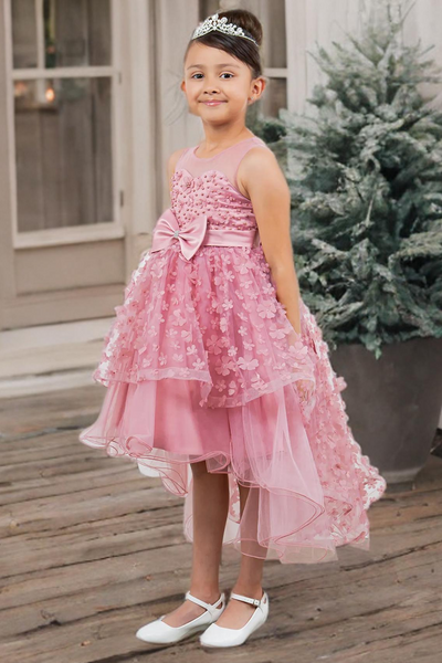 Dusty Pink Hi-Low Girls Party Dress | Blush Collection