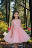 Girls Short Pageant & Party Dress – Blush, White, Champagne