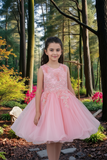 Girls Short Pageant & Party Dress – Blush, White, Champagne