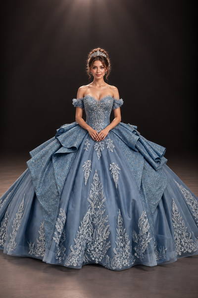 Virelle Dusty Blue Quinceañera Dress | Queen Collection