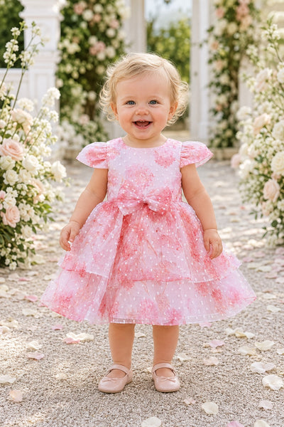 Baby Girls Floral Party Dress with Bow | Blush Collection