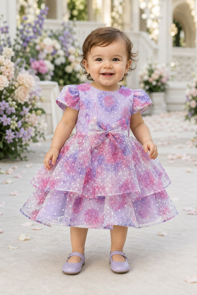 Baby Girls Floral Party Dress with Bow | Blush Collection