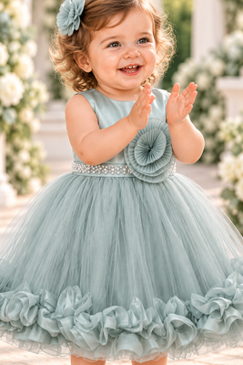 Baby Flower Girl & Pageant Dress with Ruffle Hem