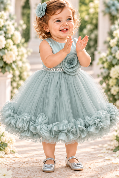Baby Flower Girl & Pageant Dress with Ruffle Hem