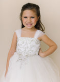 Girls Beaded Tulle Dress | Amalee Ivory Flower Girl Communion Dress