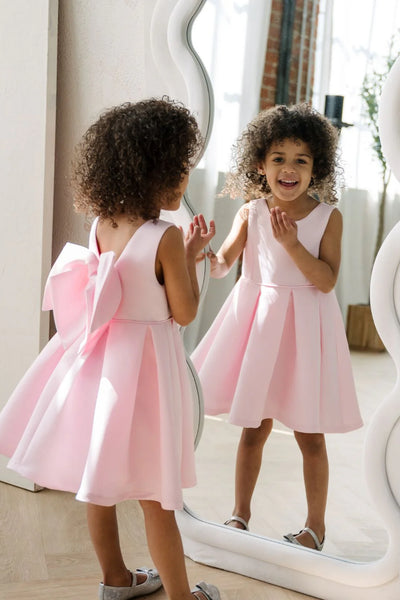 Rosamie Teter Warm Girls Bright Pink Bow Party Dress