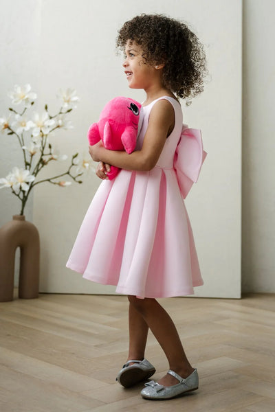 Rosamie Teter Warm Girls Bright Pink Bow Party Dress
