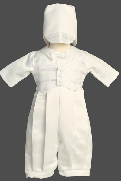 Jayden Satin Long Christening Romper | Blush Kids