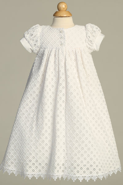 Celestine Grace Christening Gown – Timeless Lace Baby Baptism Dress