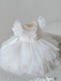 The Annalisa Girls Lace Short Christening Party Dress