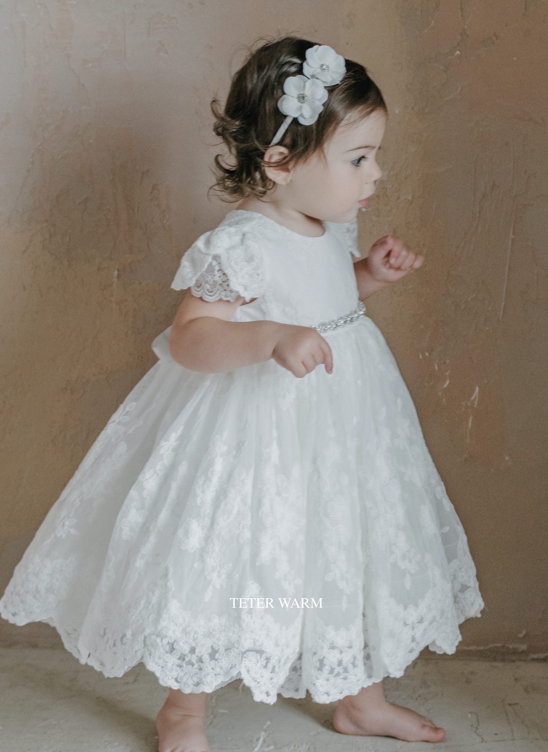 Teter Warm Baptism Christening Special Occasion Party Lace Dress For Baby