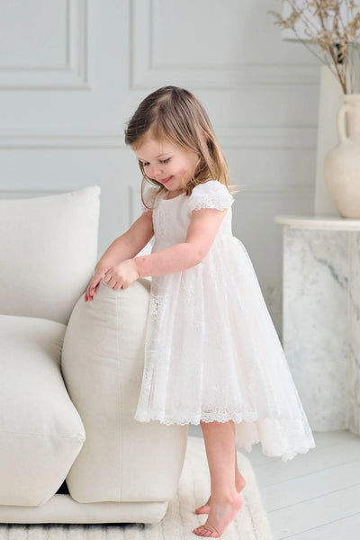 Lilienne Lace Baby Dress – Off White Hi Lo Dress for Special Occasion