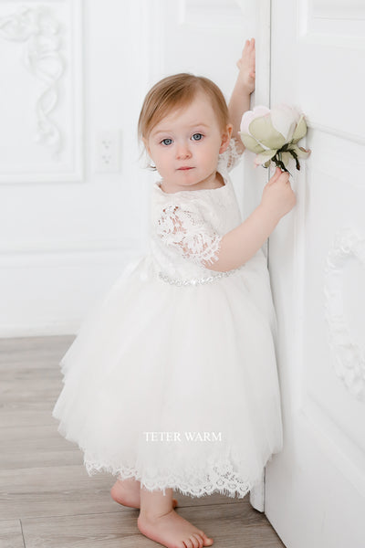 Teter Warm Couture Lace Tulle Baby Christening Baptism Dress