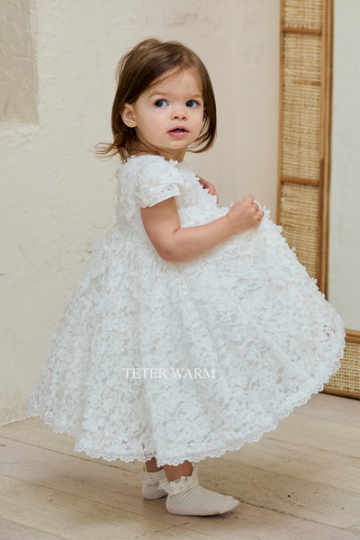 Teter Warm Couture Breathtaking 3D Floral Lace Baptism Christening Dress