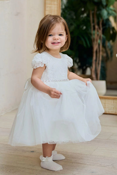 Isla White Lace Baby Dress – Baptism & Special Occasion